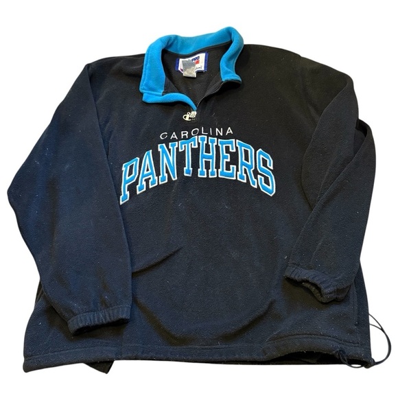 Vintage Carolina Panthers Pro Line Fleece Sweatshirt Large 90s Black Blue - Picture 1 of 5